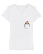 de Crăciun cu pisică in buzunar v02 Tricou mânecă scurtă guler V Damă Evoker