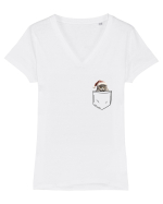 de Crăciun cu pisică in buzunar v06 Tricou mânecă scurtă guler V Damă Evoker