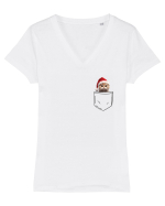 de Crăciun cu pisică in buzunar v11 Tricou mânecă scurtă guler V Damă Evoker