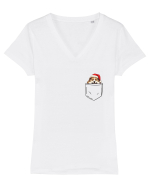 de Crăciun cu cățel in buzunar - Akita Tricou mânecă scurtă guler V Damă Evoker