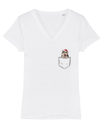 de Crăciun cu cățel in buzunar - Malamut de Alaska Tricou mânecă scurtă guler V Damă Evoker