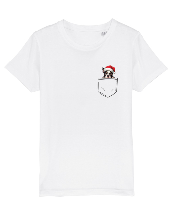 de Crăciun cu cățel in buzunar - Boston Terrier White