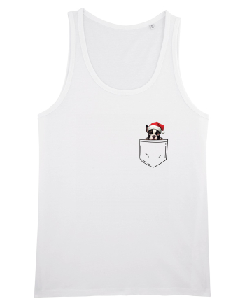 de Crăciun cu cățel in buzunar - Boston Terrier White