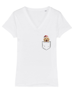 de Crăciun cu cățel in buzunar - Golden Retriever Tricou mânecă scurtă guler V Damă Evoker