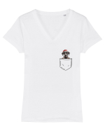 de Crăciun cu cățel in buzunar - Marele danez Tricou mânecă scurtă guler V Damă Evoker
