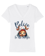 de Craciun cu pui de ren - Believe in the magic Tricou mânecă scurtă guler V Damă Evoker