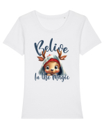 de Craciun cu pui de ren - Believe in the magic Tricou mânecă scurtă guler larg fitted Damă Expresser