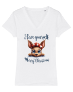 de Craciun cu pui de ren - Have yourself a Merry Christmas Tricou mânecă scurtă guler V Damă Evoker