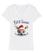 de Craciun cu pui de ren - Let it snow Tricou mânecă scurtă guler V Damă Evoker