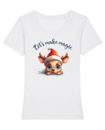 de Craciun cu pui de ren - Let s make magic Tricou mânecă scurtă guler larg fitted Damă Expresser
