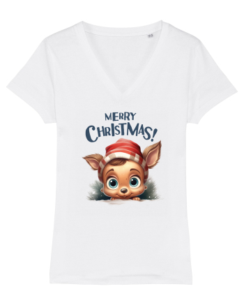 de Craciun cu pui de ren - Merry Christmas Little Reindeer White