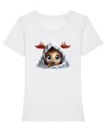 de Craciun cu pui de ren - v4 Tricou mânecă scurtă guler larg fitted Damă Expresser