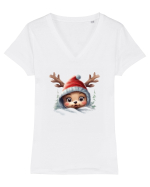 de Craciun cu pui de ren - v5 Tricou mânecă scurtă guler V Damă Evoker