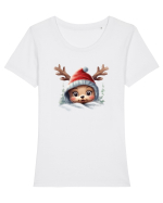 de Craciun cu pui de ren - v5 Tricou mânecă scurtă guler larg fitted Damă Expresser
