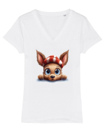 de Craciun cu pui de ren - v6 Tricou mânecă scurtă guler V Damă Evoker