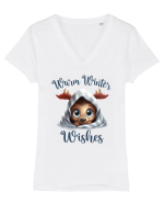 de Craciun cu pui de ren - Warm winter wishes Tricou mânecă scurtă guler V Damă Evoker