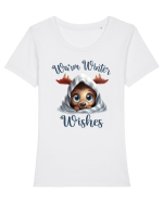 de Craciun cu pui de ren - Warm winter wishes Tricou mânecă scurtă guler larg fitted Damă Expresser