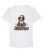 cu urări de Crăciun si cățel Ciobănesc australian Tricou mânecă scurtă guler larg Bărbat Skater