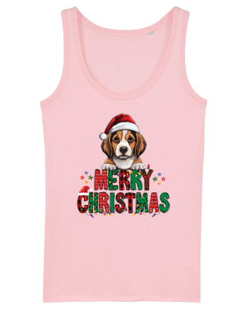 cu urări de Crăciun si cățel Beagle Cotton Pink