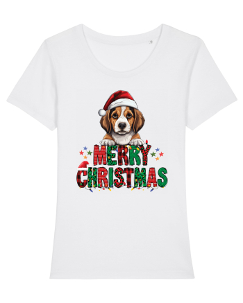 cu urări de Crăciun si cățel Beagle White