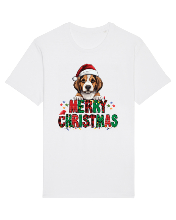 cu urări de Crăciun si cățel Beagle White