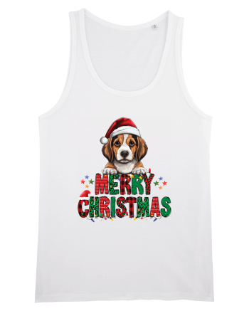 cu urări de Crăciun si cățel Beagle White