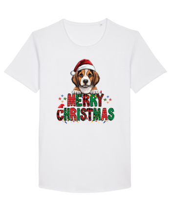 cu urări de Crăciun si cățel Beagle White