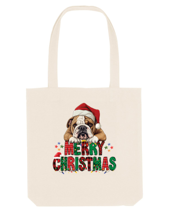 cu urări de Crăciun si cățel Bulldog Natural