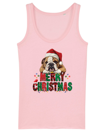 cu urări de Crăciun si cățel Bulldog Cotton Pink