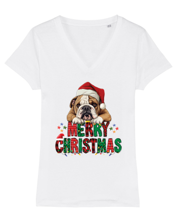 cu urări de Crăciun si cățel Bulldog White