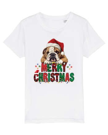 cu urări de Crăciun si cățel Bulldog White