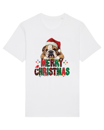 cu urări de Crăciun si cățel Bulldog White
