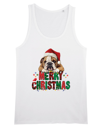 cu urări de Crăciun si cățel Bulldog White
