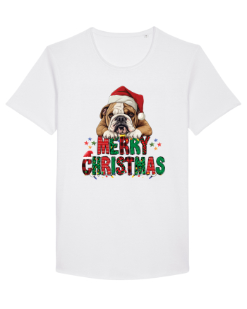cu urări de Crăciun si cățel Bulldog White