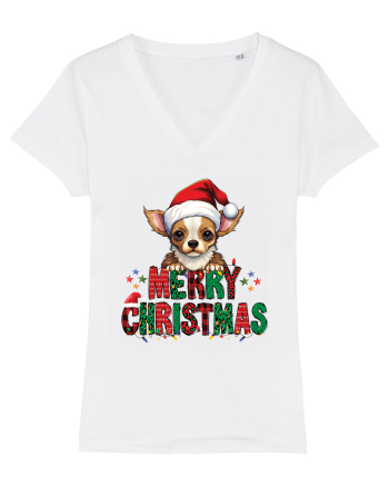 cu urări de Crăciun si cățel Chihuahua White