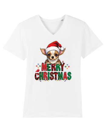 cu urări de Crăciun si cățel Chihuahua White