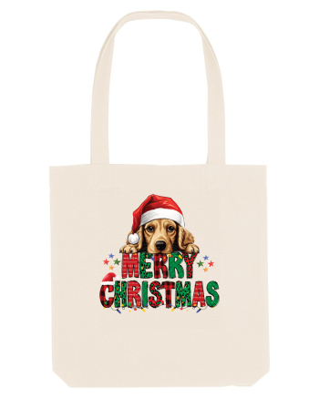cu urări de Crăciun si cățel Cocker Spaniel Natural