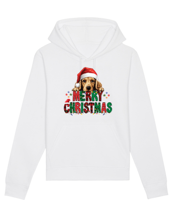 cu urări de Crăciun si cățel Cocker Spaniel White