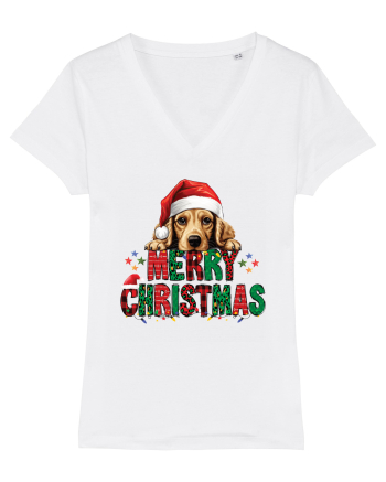 cu urări de Crăciun si cățel Cocker Spaniel White