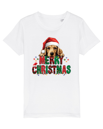 cu urări de Crăciun si cățel Cocker Spaniel White
