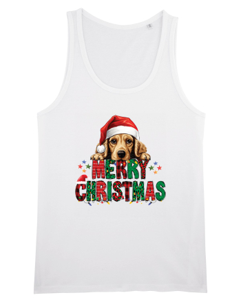 cu urări de Crăciun si cățel Cocker Spaniel White