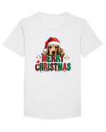 cu urări de Crăciun si cățel Cocker Spaniel Tricou mânecă scurtă guler larg Bărbat Skater