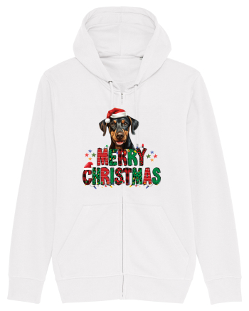 cu urări de Crăciun si cățel Doberman Pinscher White
