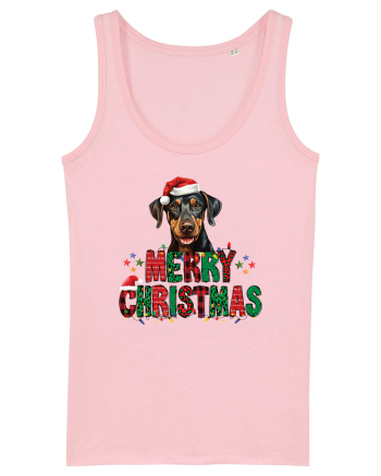 cu urări de Crăciun si cățel Doberman Pinscher Cotton Pink
