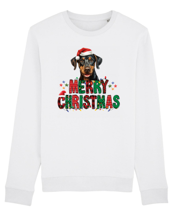 cu urări de Crăciun si cățel Doberman Pinscher White