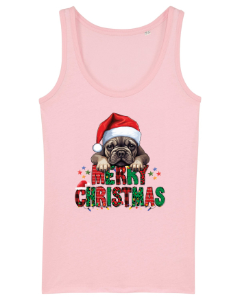 cu urări de Crăciun si cățel Bulldog francez Cotton Pink