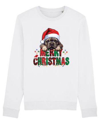 cu urări de Crăciun si cățel Bulldog francez White