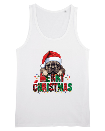 cu urări de Crăciun si cățel Bulldog francez White