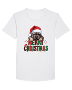 cu urări de Crăciun si cățel Bulldog francez Tricou mânecă scurtă guler larg Bărbat Skater