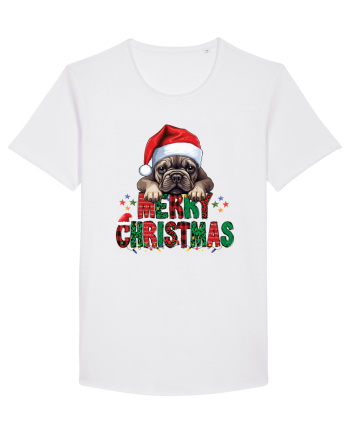 cu urări de Crăciun si cățel Bulldog francez White